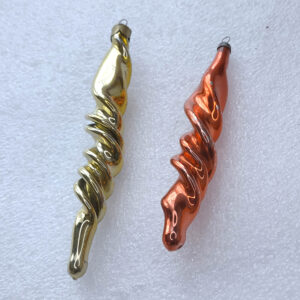 Set of 2 Vintage Silver Glass Christmas Ornaments USSR Antique Icicles