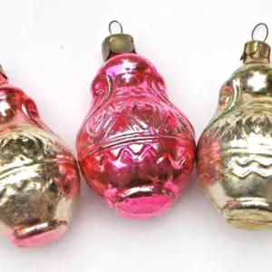 Set of 3 Vintage Glass Christmas Ornaments Jugs