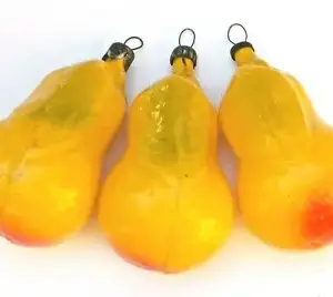 Set of 3 Vintage Painted Glass Russian Christmas Tree Ornament Pears