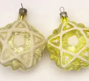Set of 2 Vintage Silver Glass Russian Christmas Tree Ornament S Stars