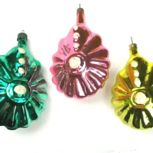 Set of 3 Antique Glass Christmas Ornaments