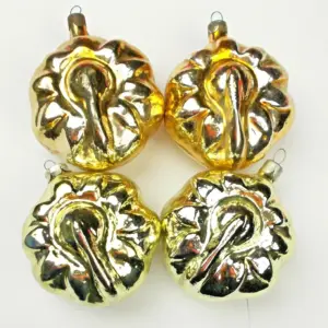 Set of 4 Vintage Glass Ukrainian Christmas Ornament Sunflowers