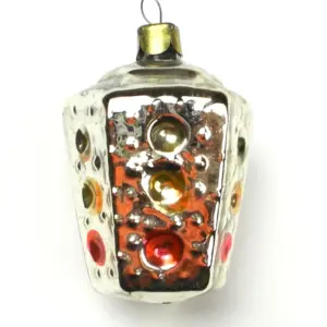 Vintage Silver Glass Russian Christmas Ornament Traffic Light