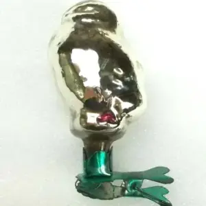 Vintage Silver Glass Ukraine Christmas Tree Ornament Chicken
