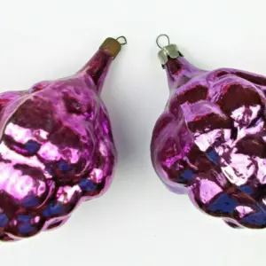 Set of 2 Antique Russian Glass Currant Christmas Ornaments