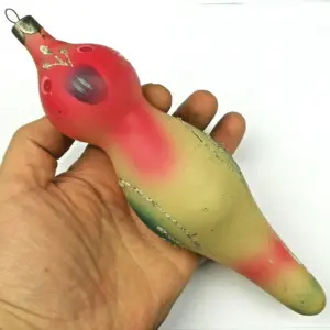 Antique Russian Glass Large Parrot Christmas Ornament