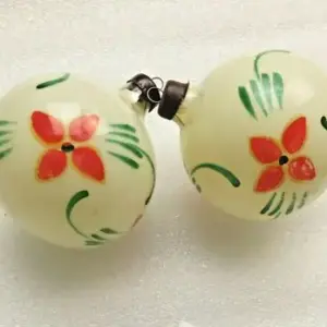 Set of 2 Vintage Glass USSR Christmas Ornaments Old Balls
