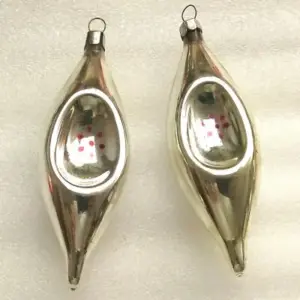 Set of 2 Vintage Glass USSR Christmas Ornaments Icicles