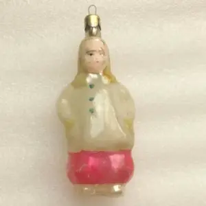 Old Antique Vintage USSR Glass Christmas Ornament Woman