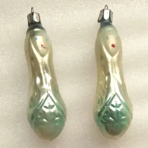 Set of 2 Vintage Glass Girl Christmas Ornaments