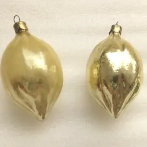Set of 2 Vintage USSR Glass Christmas Ornament Old Lemons