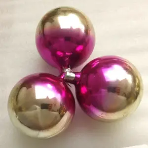 Set of 3 Vintage USSR Glass Christmas Ornament Old Balls