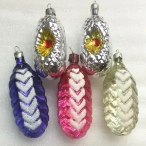 Set of 5 Vintage USSR Glass Christmas Ornaments