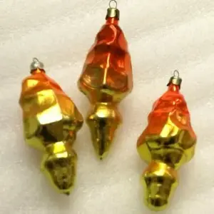 Set of 3 Vintage USSR Glass Christmas Ornaments Mushrooms