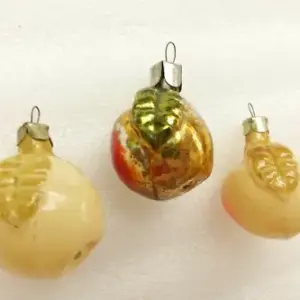 Set of 3 Vintage USSR Glass Christmas Ornaments Old Apples