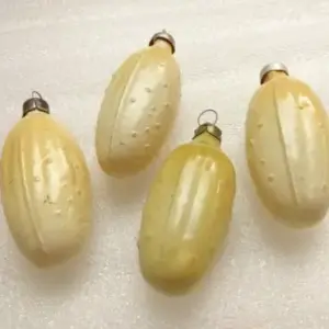 Set of 4 Vintage USSR Glass Christmas Ornaments Pickles