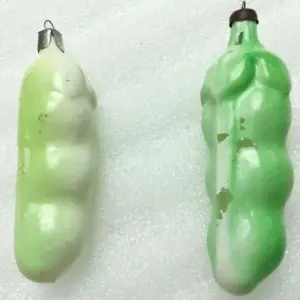 Set of 2 Vintage USSR Silver Glass Christmas Ornaments Old Beans