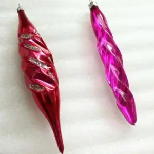 Set of 2 Vintage USSR Glass Christmas Ornaments Big Icicles