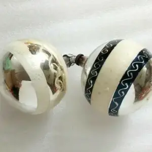 Set of 2 Vintage Glass Russian Christmas Ornament Old Balls