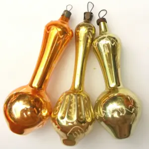 Set of 3 Antique Vintage USSR Silver Glass Christmas Ornament Jugs