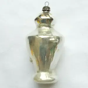 Vintage Silver Glass Russian Christmas Tree Ornament Samovar