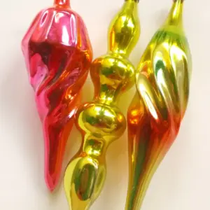 Set of 3 BIG Antique Vintage Glass Russian Christmas Ornament Icicle