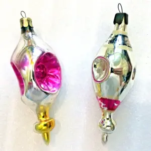 Set of 2 Antique Vintage Mercury Glass Christmas USSR Ornaments Icicles