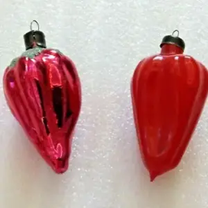 Set of 2 Vintage Glass USSR Christmas Fir Ornaments Old Paprika