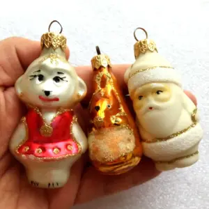 Set of 3 Modern Glass Ukrainian Christmas Ornaments