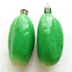 Set of 2 Vintage Glass Christmas Ornament Pickles