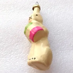 Vintage Glass Christmas Ornament Toy Hare with Drum