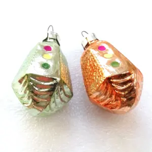 Set of 2 Vintage Glass Christmas Tree Ornaments Traffic-Lights