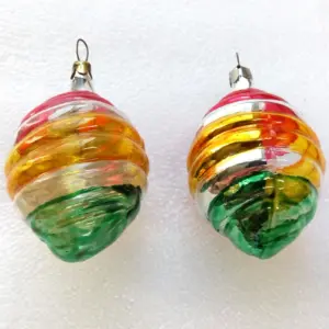 Set of 2 Vintage Glass Christmas Tree Ornaments Toys