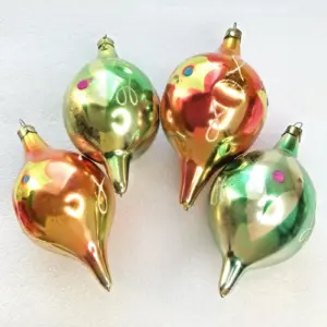 Set of 4 Vintage Glass Christmas Ornament Old Toys