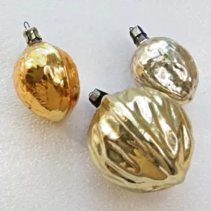 Set of 3 Vintage Glass Christmas Ornament Old Walnuts
