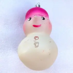 Big Vintage Glass Christmas Tree Ornament Snowman