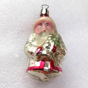 Vintage Glass Christmas Ornament Santa