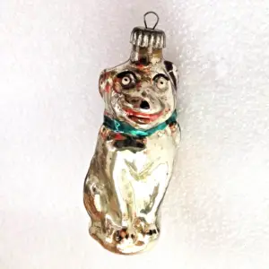 Antique Vintage Mercury Glass Christmas Tree Ornament Bulldog