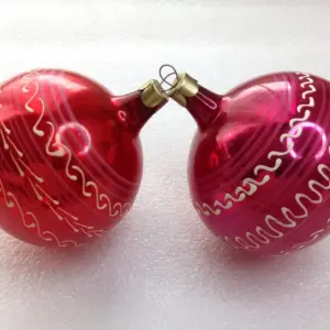 Set of 2 Old Antique Vintage Glass Christmas Ornaments Balls