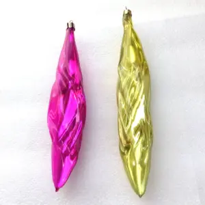 Set of 2 Big Old Antique Vintage Glass Christmas Ornaments Icicle