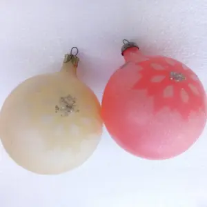 Set of 2 Old Antique Vintage Glass Christmas Ornaments Balls