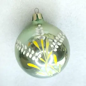 Antique Vintage USSR Glass Christmas Tree Ornament Ball Flowers