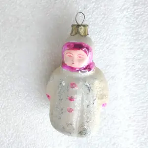 Antique Vintage Glass Christmas USSR Toy Ornament Girl