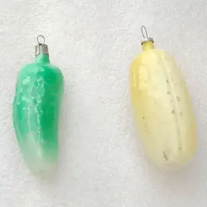 Set of 2 Antique Vintage USSR Glass Christmas Tree Ornaments Pickles