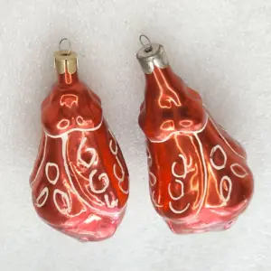 Set of 2 Antique Vintage Glass Christmas USSR Ornaments