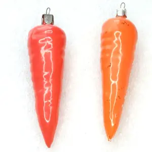 Set of 2 Antique Vintage Glass Christmas USSR Ornament Carrot