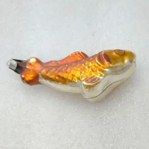 Antique Vintage Glass Christmas USSR Ornament Gold Fish