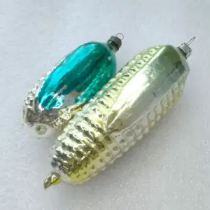 Set of 2 Antique Vintage Glass Christmas USSR Ornament Corns