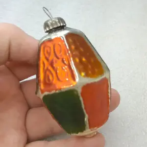 Antique Vintage Glass Christmas USSR Ornament Lantern