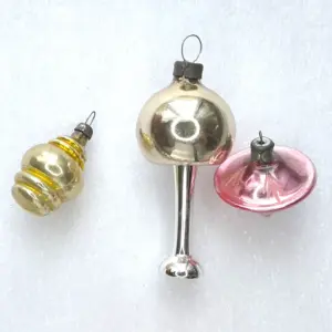 Set of 3 Antique Vintage Glass Christmas Ornaments USSR